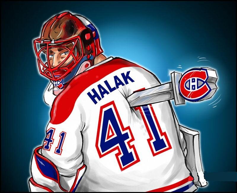 Hockey Goalie in Uniform — Blue