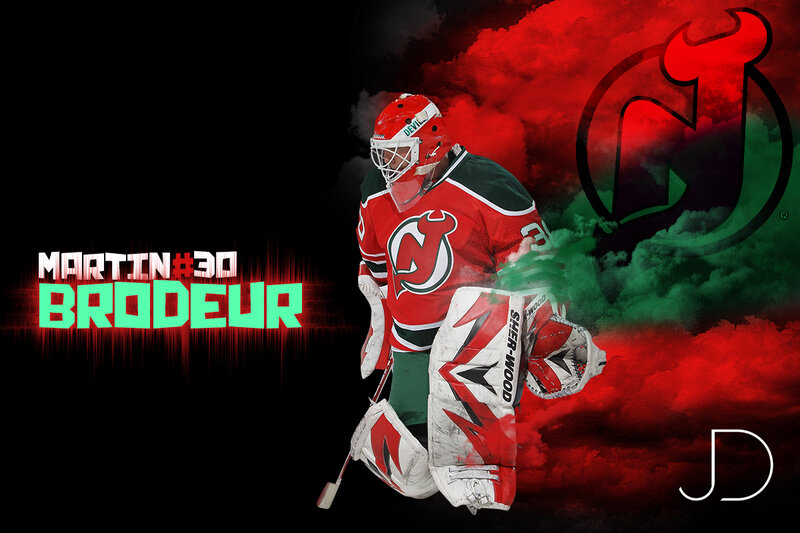Hockey Goalie in Uniform — Red, Dramatic