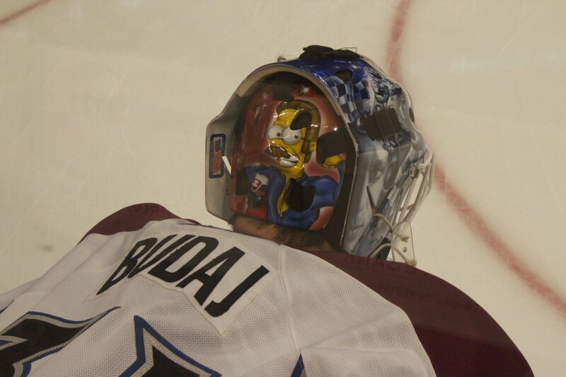 hockey goalie with custom mask