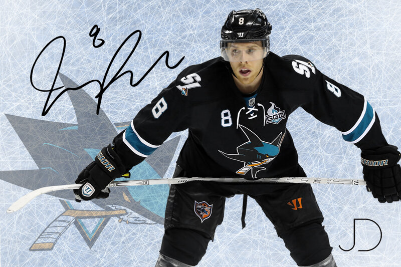 Hockey Player in Action — Black, Intense