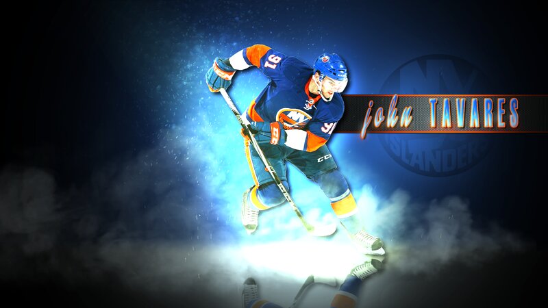 Hockey Player in Action — Blue, Dramatic, Digital Art