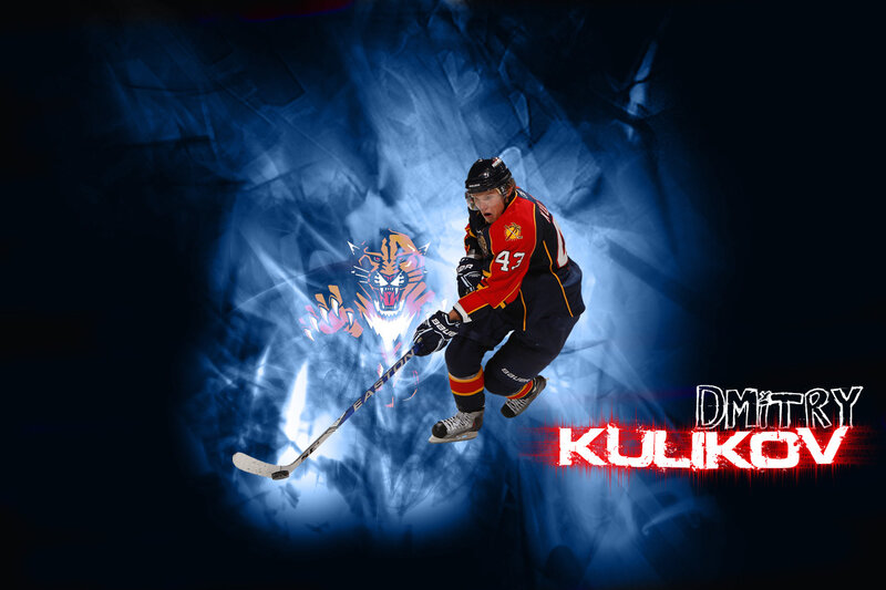 Hockey Player in Action — Blue, Dramatic