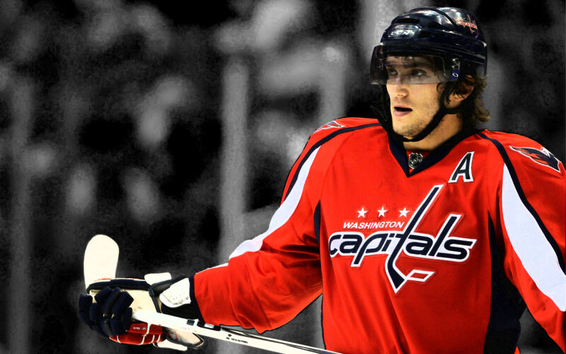 hockey player in red jersey