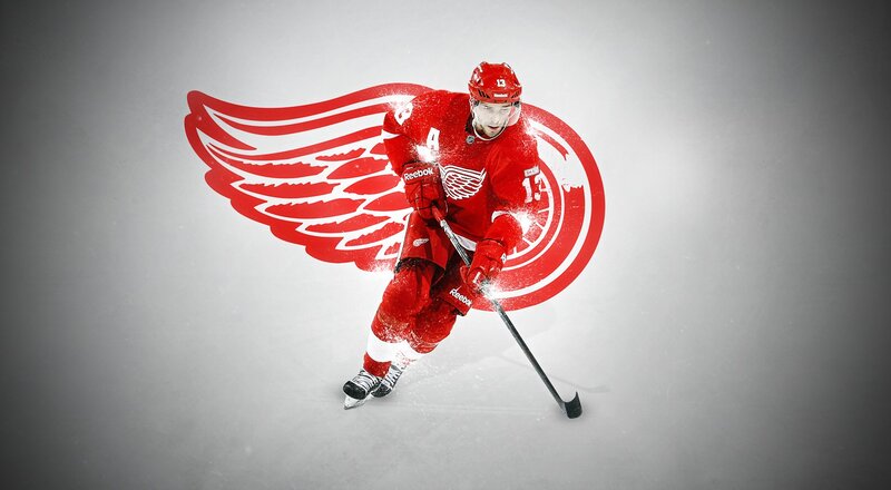 Hockey Player in Red Uniform — Dynamic, Digital Art