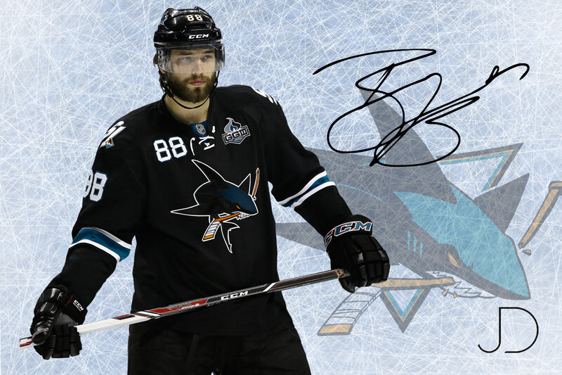 Hockey Player in Uniform — Black, Focused