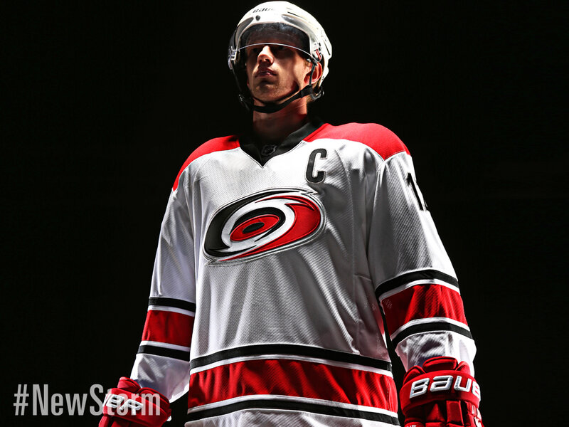 Hockey Player in Uniform — White, Dramatic