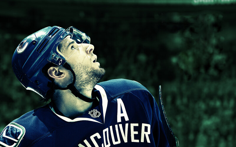 hockey player looking up