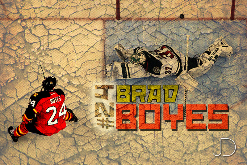 Hockey Player Scoring Goal — Red