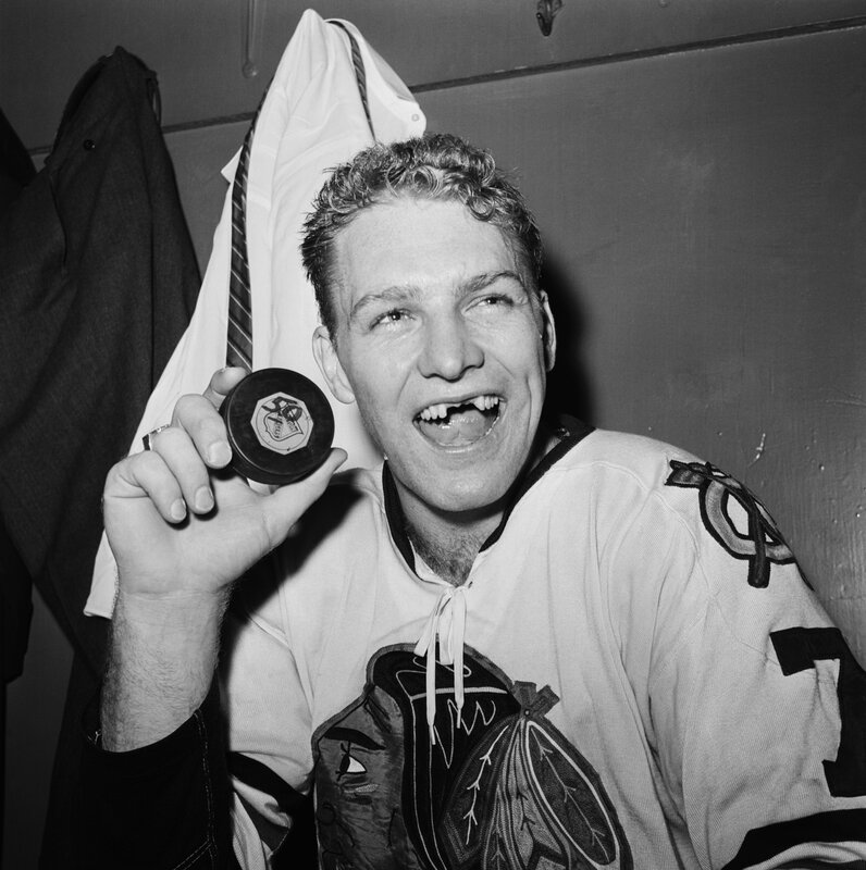 hockey player with puck