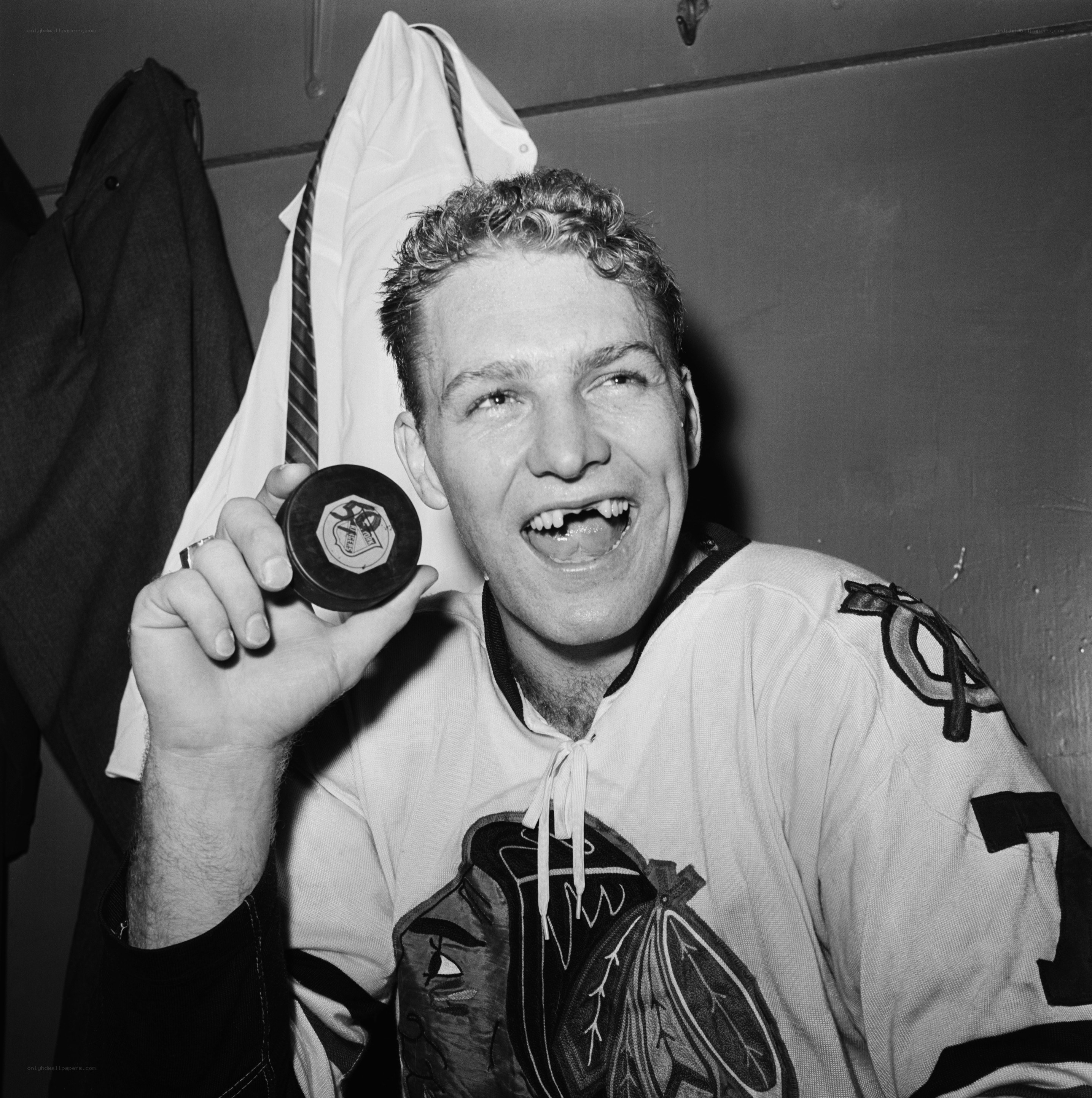 hockey player with puck