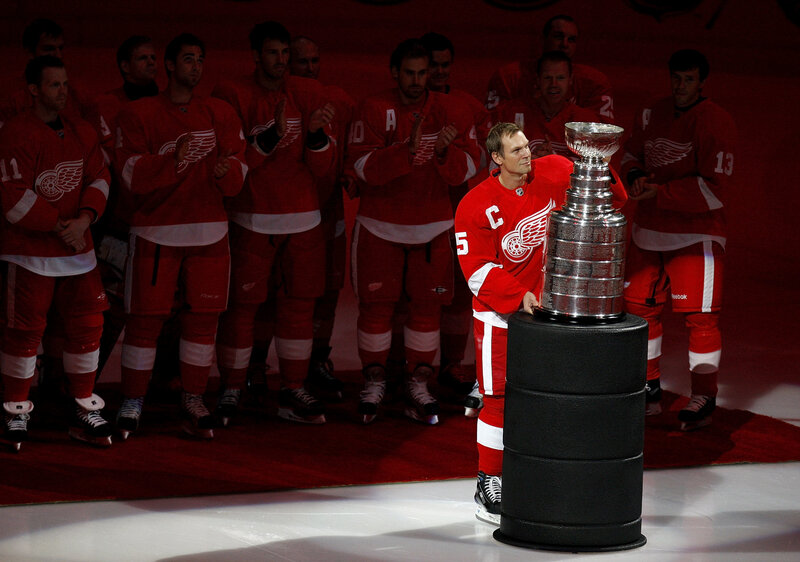 Hockey player with Stanley Cup