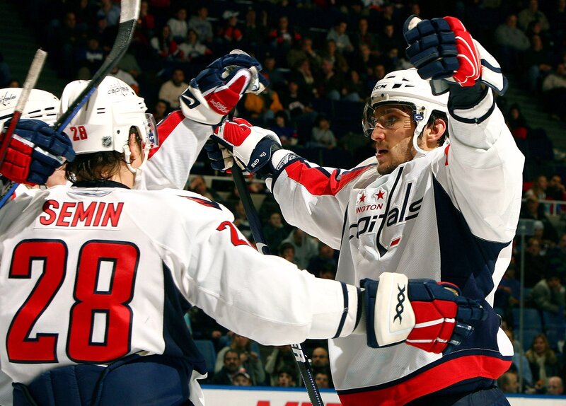 Hockey players celebrating
