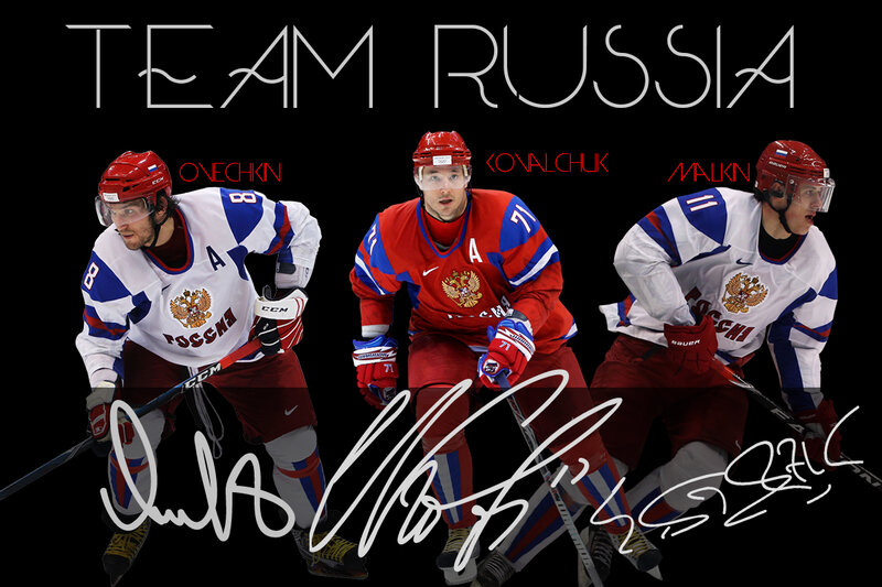 Hockey Players in Action — Black, Dramatic