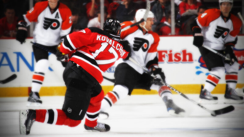 Hockey players in action on ice