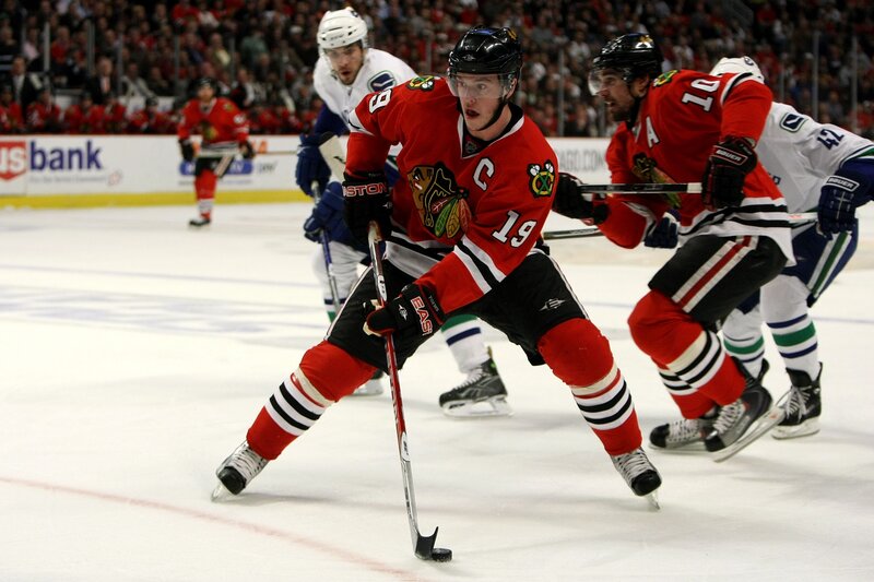 Hockey players in action on ice