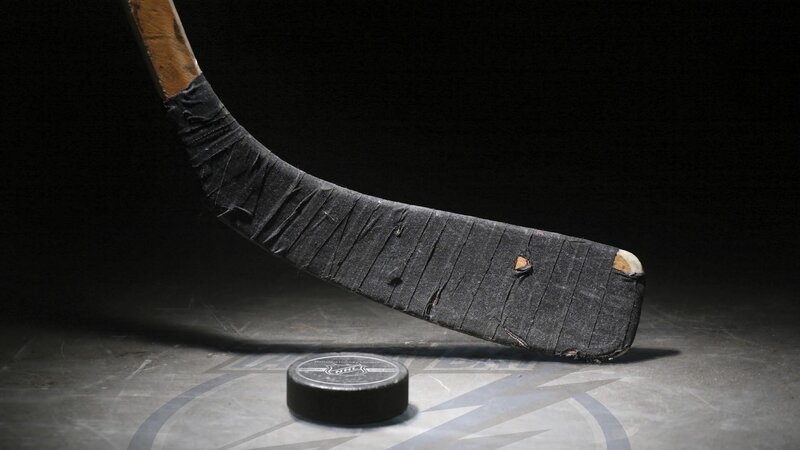 Hockey Stick and Puck — Black