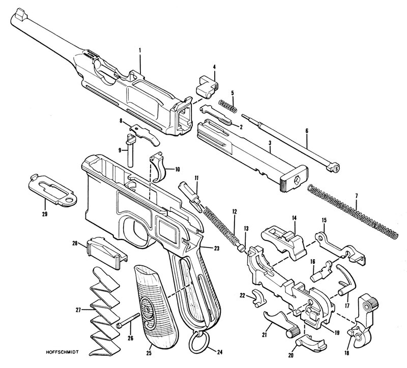 Hoffschmidt pistol exploded view