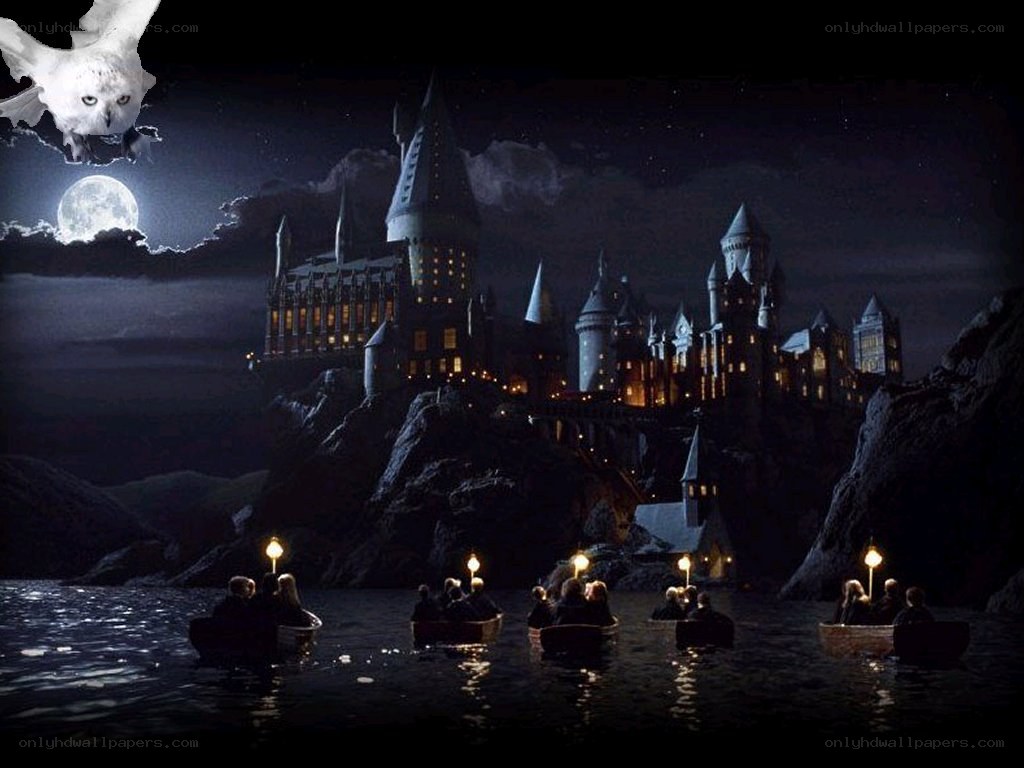 Hogwarts at night with boats