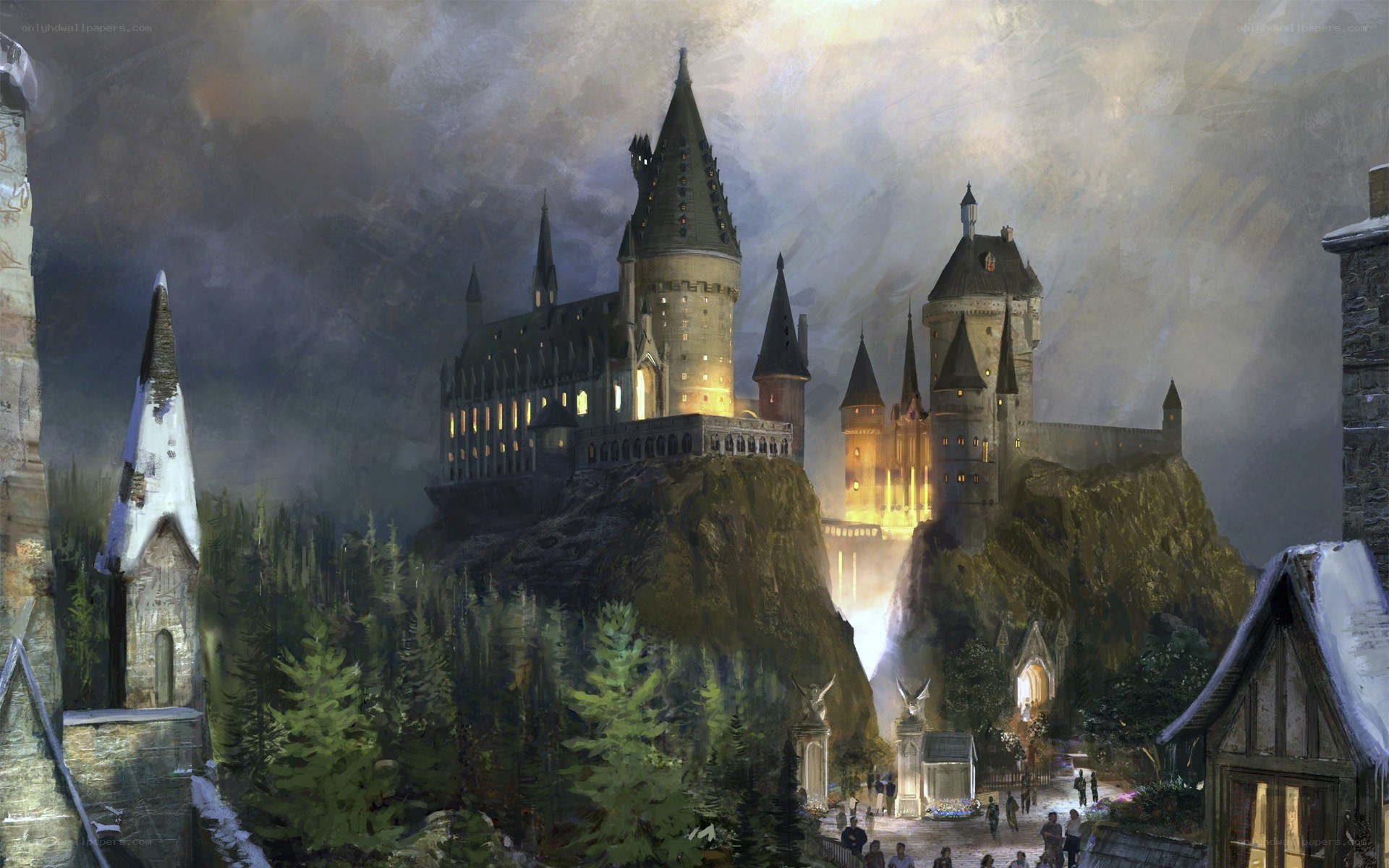 Hogwarts Castle at dusk