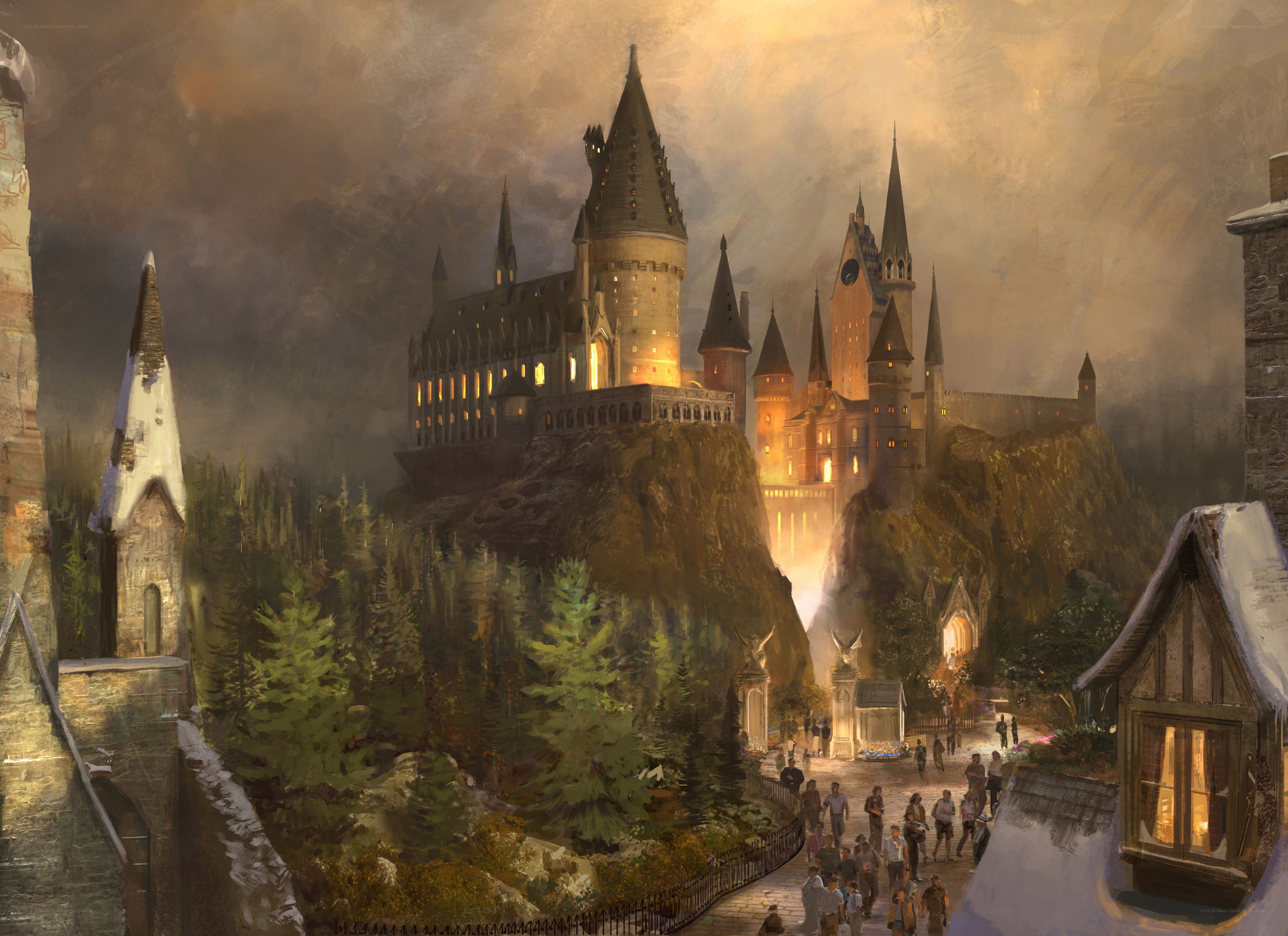 Hogwarts Castle at dusk