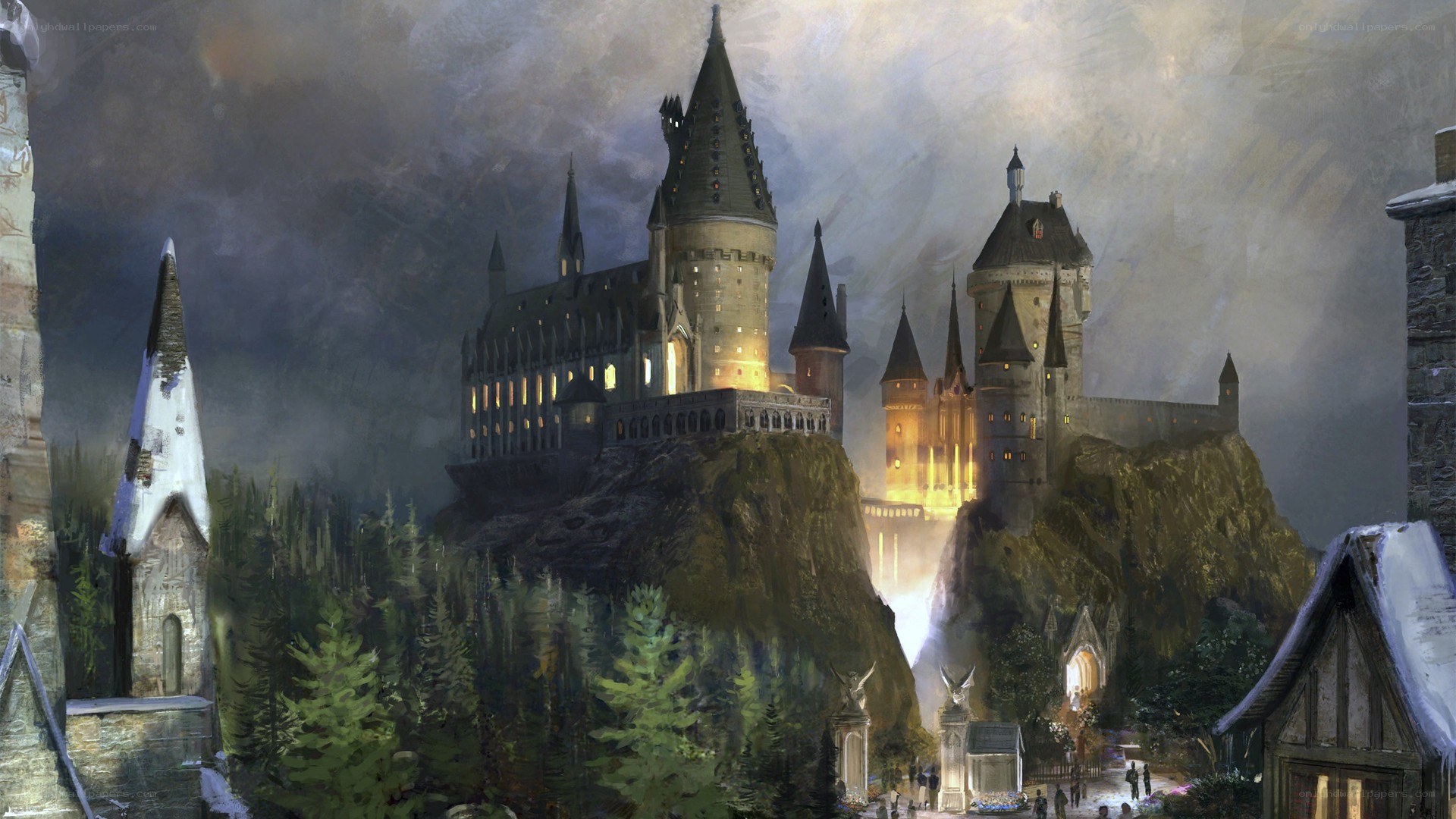 Hogwarts Castle at dusk