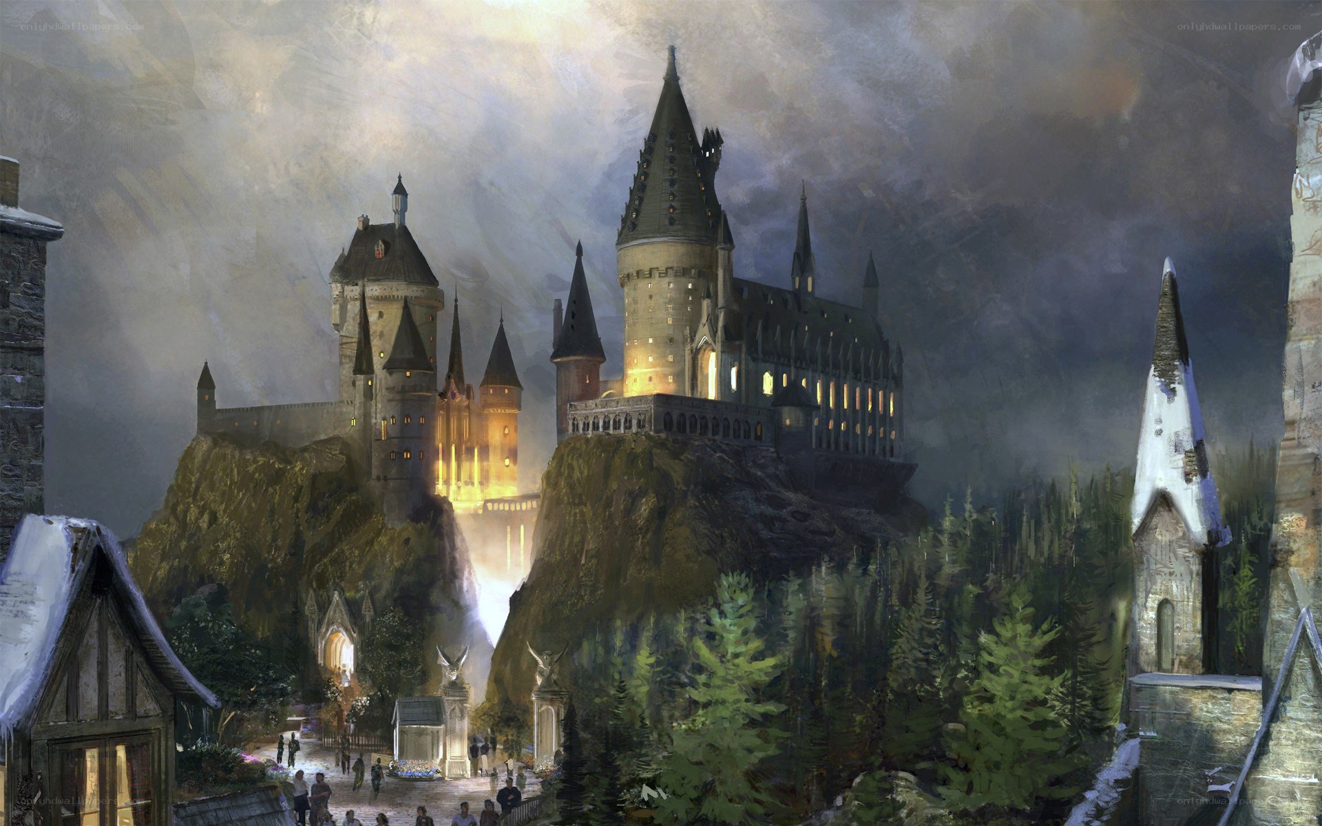 Hogwarts Castle at dusk