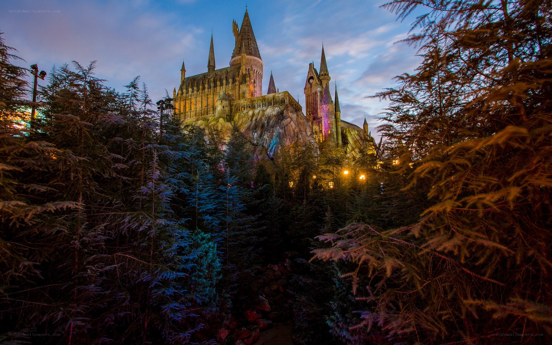 Hogwarts Castle at dusk