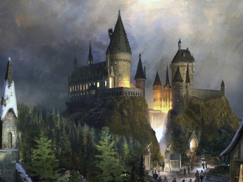 Hogwarts Castle at Night — Gray