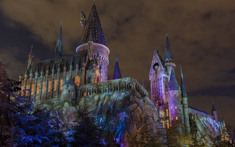 Hogwarts Castle at Night — Purple