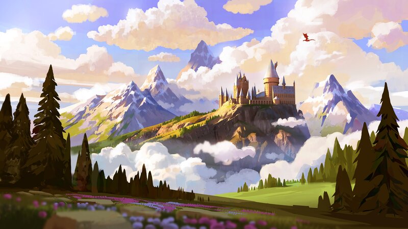 Hogwarts Castle — Blue, Serene