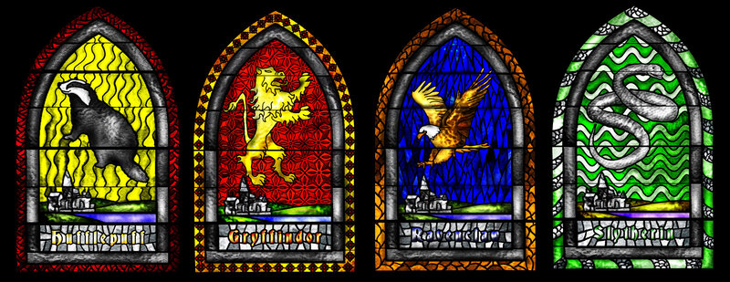 Hogwarts house stained glass windows