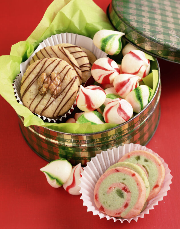 Holiday cookies in a tin
