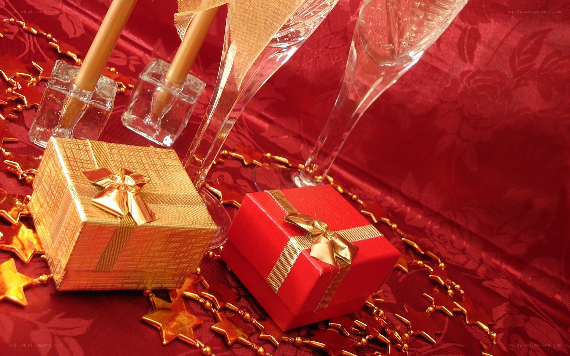 Holiday gifts and champagne