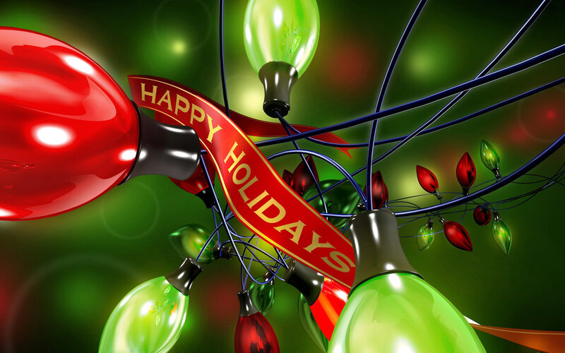 Holiday Lights with Ribbon — Green