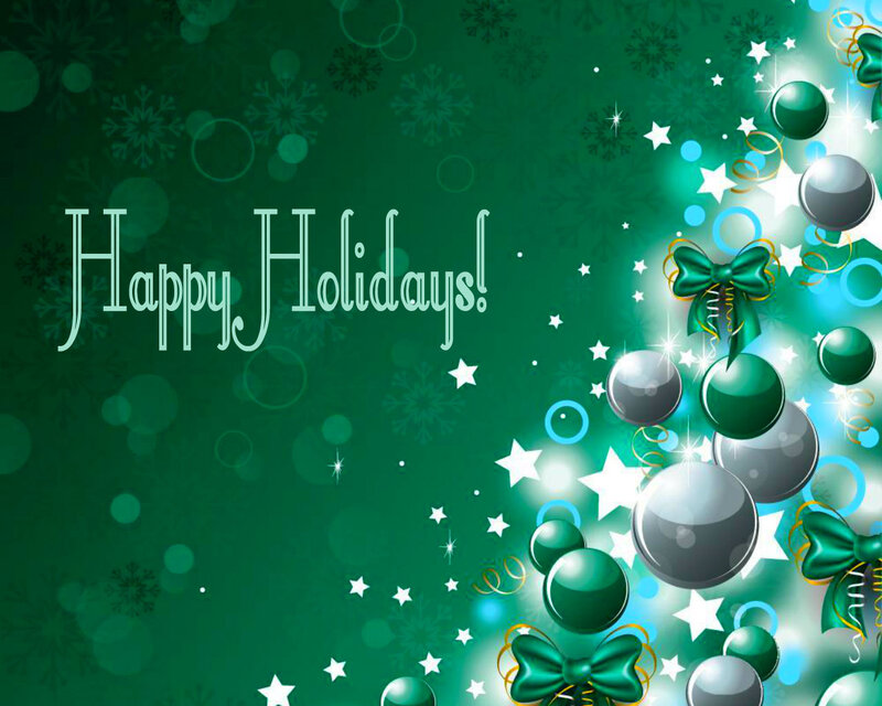 Holiday Ornaments on Green