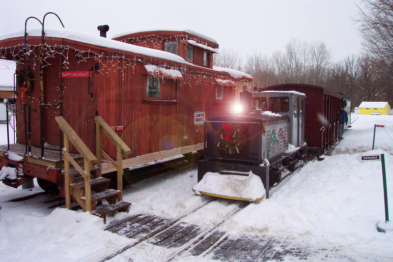 Holiday train at a snowy station