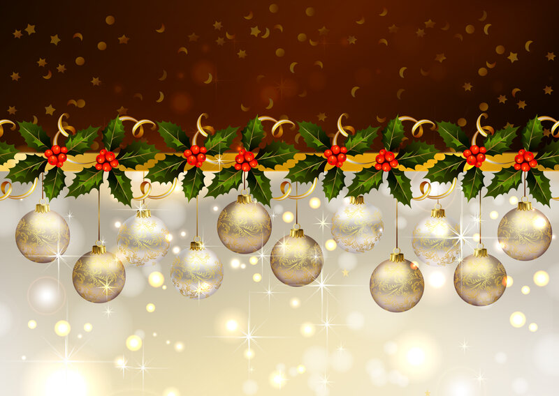Holly Garland with Ornaments