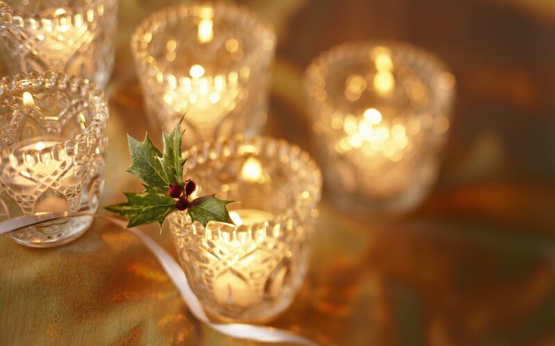 Holly Sprig with Candles
