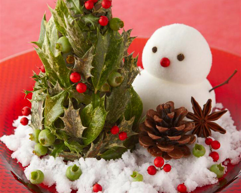 Holly Tree and Snowman