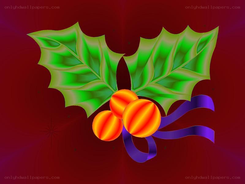 holly with berries and ribbon