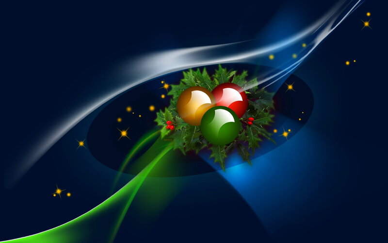 Holly with Ornaments — Blue