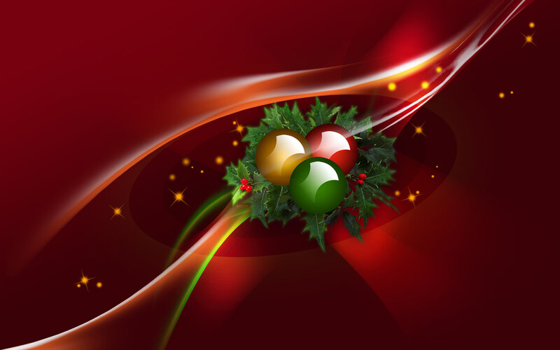 Holly with Ornaments — Red