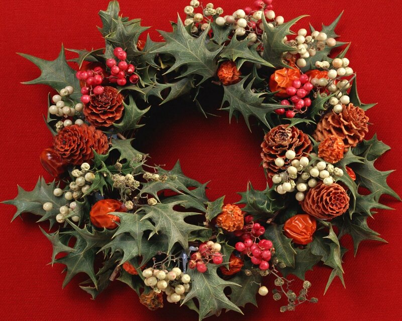 Holly Wreath with Berries