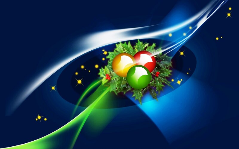Holly Wreath with Ornaments — Blue
