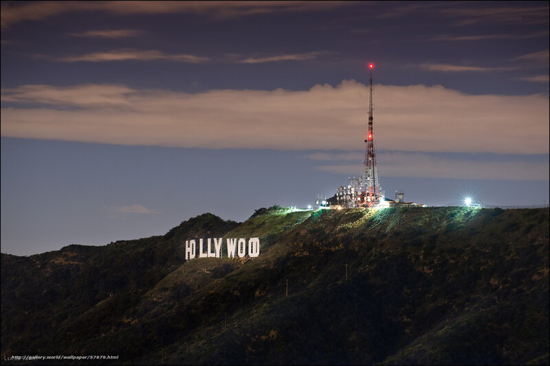 Hollywood Sign at Night