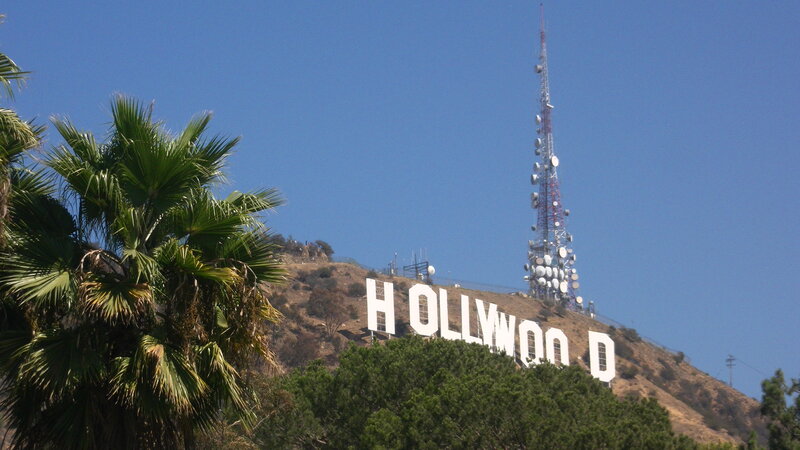 Hollywood Sign on Hill — Blue, Clear, Afternoon