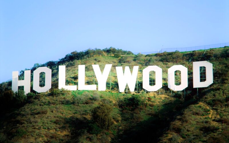 Hollywood Sign on Hillside — White