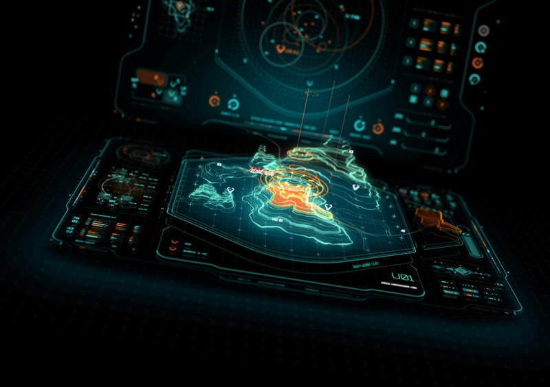 Holographic Interface Display — Blue