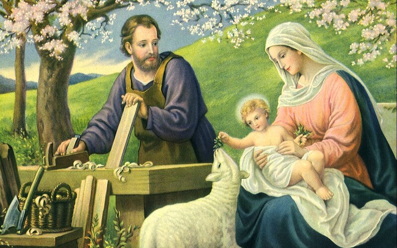 Holy Family in a garden