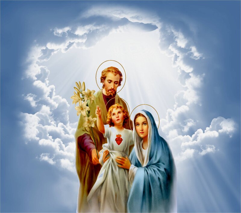 Holy Family in Clouds